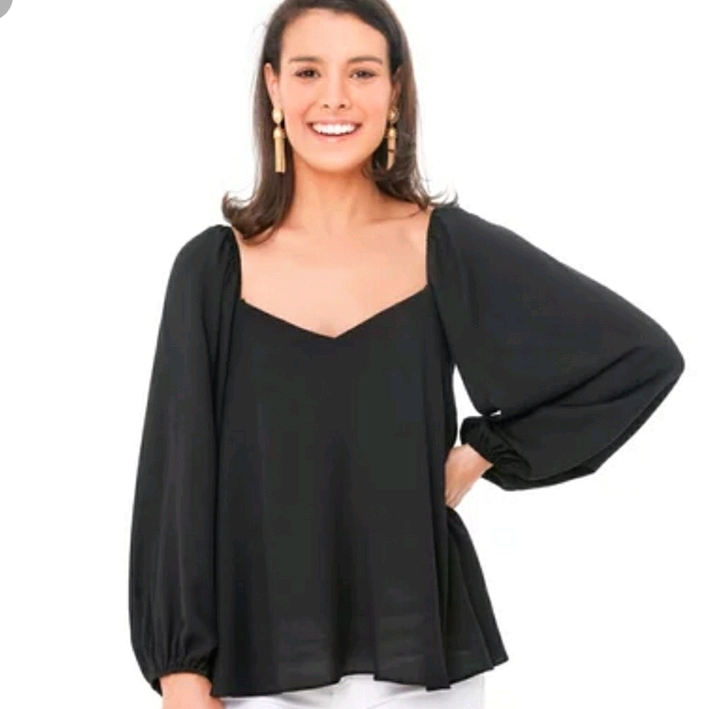Pomander Place Puff Sleeve Pippa Black Blouse